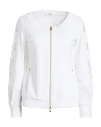 Vdp Via Delle Perle Collection Woman Sweatshirt White Size 6 Viscose, Elastane