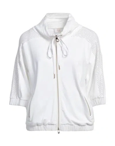 Vdp Via Delle Perle Collection Woman Sweatshirt White Size 8 Viscose, Elastane, Acetate, Silk