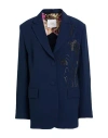 Vdp Via Delle Perle Woman Blazer Navy Size 8 Acetate, Viscose In Blue