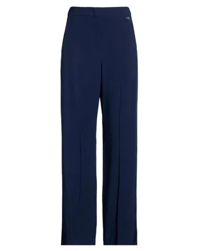 Vdp Via Delle Perle Woman Pants Navy Size 6 Acetate, Viscose In Blue