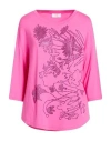 Vdp Via Delle Perle Woman T-shirt Fuchsia Size 10 Viscose, Elastane In Pink