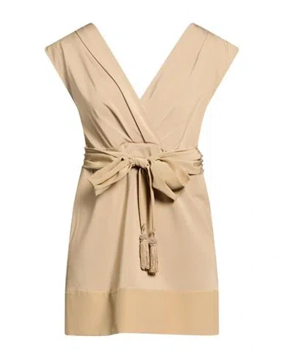 Vdp Via Delle Perle Woman Top Beige Size 10 Silk In Sand