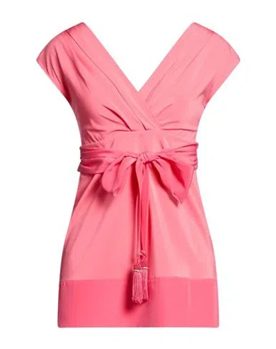 Vdp Via Delle Perle Woman Top Coral Size 8 Silk In Red