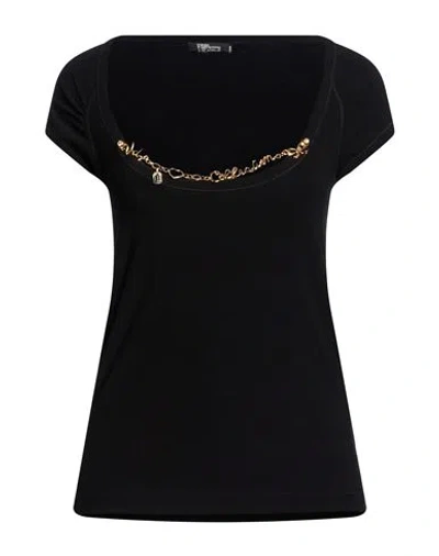 Vdp Via Delle Perle Woman T-shirt Black Size 12 Viscose, Elastane