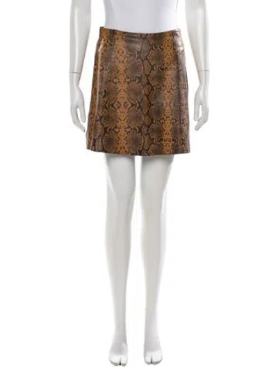 Pre-owned Veda Animal Print Mini Skirt In Brown