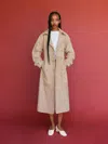 Veda Ashland Leather Trench Coat Natural Small In Neutral