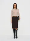 Veda Barrow Leather Low Waist Skirt Brown 12 In Brown