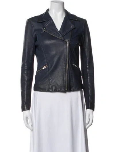 Pre-owned Veda Biker Jacket In Blue