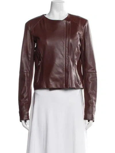 Pre-owned Veda Biker Jacket In Brown