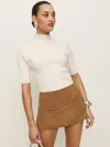 Veda Carla Low Waist Leather Skirt Natural 12 In Brown