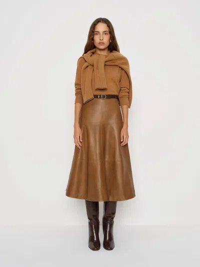 Veda Carmen Leather Skirt Brown 8