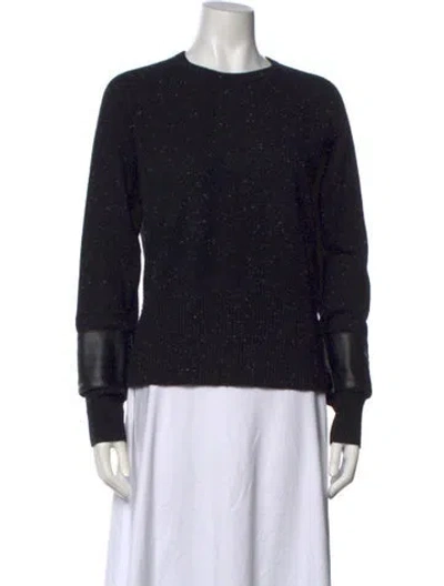 Pre-owned Veda Cashmere Tweed Pattern Sweater In Black