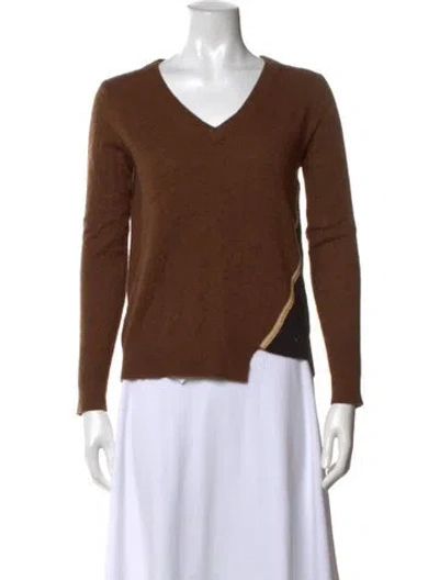 Pre-owned Veda Cashmere V-neck Sweater In Brown