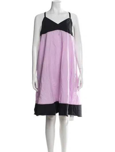 Pre-owned Veda Colorblock Pattern Knee-length Dress In Purple