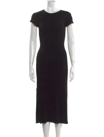 Pre-owned Veda Crew Neck Midi Length Dress In Black