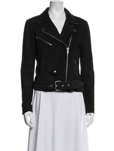 Pre-owned Veda Goat Leather Biker Jacket In Black
