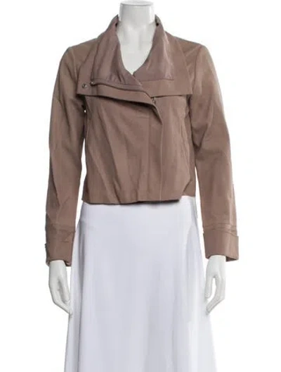 Pre-owned Veda Goat Leather Biker Jacket In Neutral