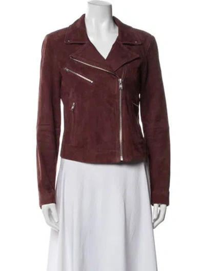 Pre-owned Veda Goat Leather Biker Jacket In Red