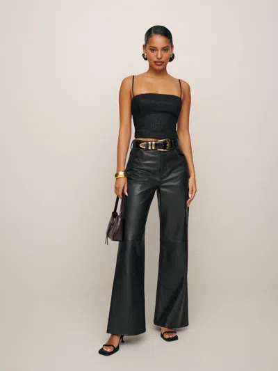 Veda Kennedy Wide Leg Leather Pant Black 12