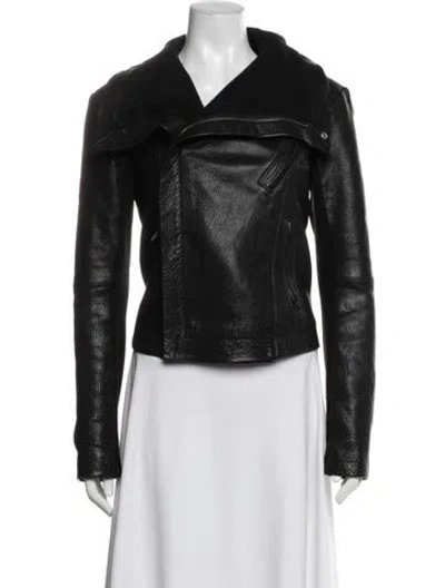 Pre-owned Veda Lamb Leather Biker Jacket In Black