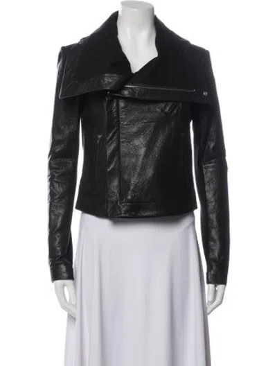 Pre-owned Veda Lamb Leather Biker Jacket In Black