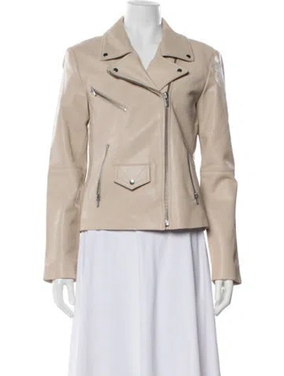 Pre-owned Veda Lamb Leather Biker Jacket In Neutrals