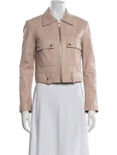 Pre-owned Veda Lamb Leather Biker Jacket In Pink