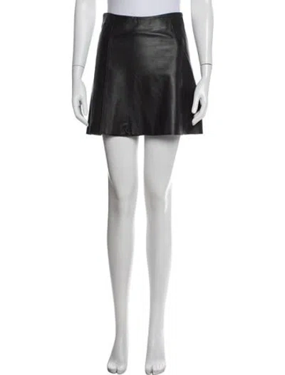 Pre-owned Veda Lamb Leather Mini Skirt In Black