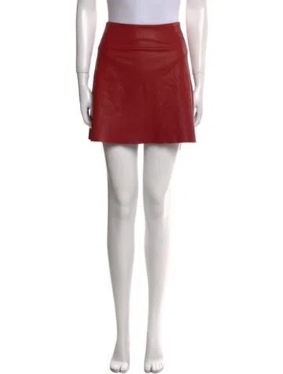 Pre-owned Veda Lamb Leather Mini Skirt In Red