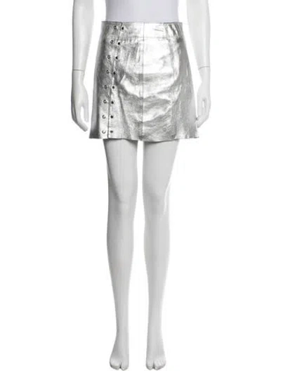 Pre-owned Veda Lamb Leather Mini Skirt In White