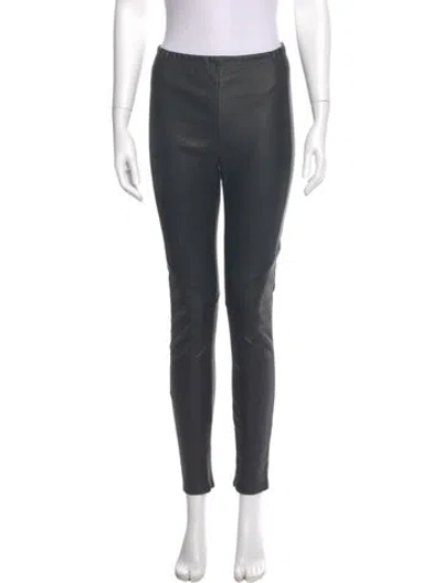 Pre-owned Veda Lamb Leather Skinny Leg Pants In Grey