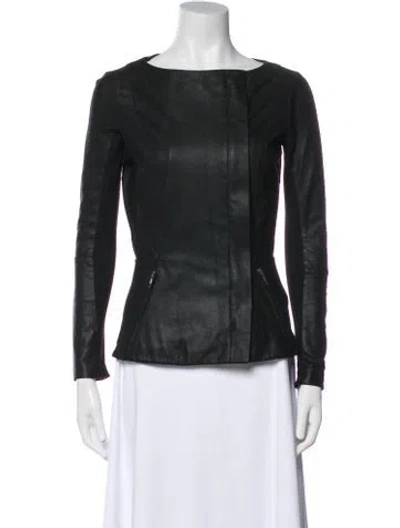 Pre-owned Veda Leather Biker Jacket In Black