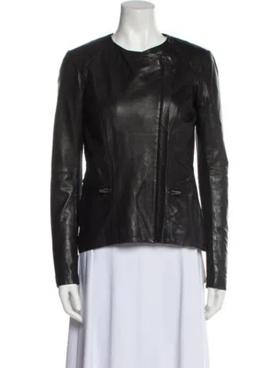 Pre-owned Veda Leather Biker Jacket In Black