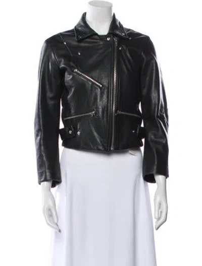 Pre-owned Veda Leather Biker Jacket In Black