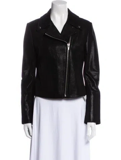 Pre-owned Veda Leather Biker Jacket In Black