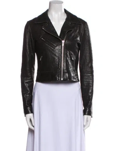 Pre-owned Veda Leather Biker Jacket In Black