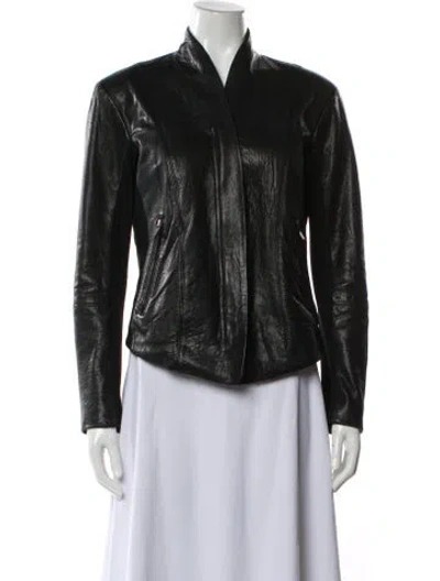 Pre-owned Veda Leather Biker Jacket In Black