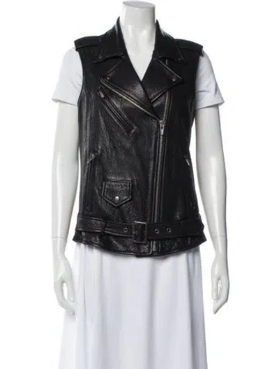 Pre-owned Veda Leather Biker Jacket In Black
