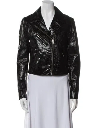 Pre-owned Veda Leather Biker Jacket In Black