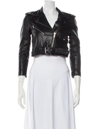 Pre-owned Veda Leather Biker Jacket In Black