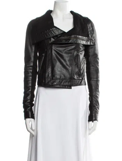 Pre-owned Veda Leather Biker Jacket In Black