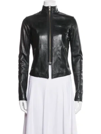 Pre-owned Veda Leather Biker Jacket In Black