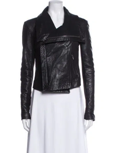 Pre-owned Veda Leather Biker Jacket In Black