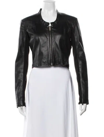 Pre-owned Veda Leather Biker Jacket In Black
