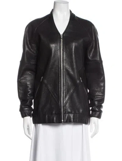 Pre-owned Veda Leather Biker Jacket In Black