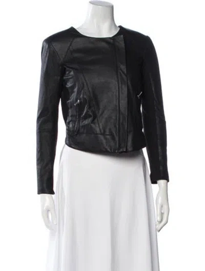 Pre-owned Veda Leather Biker Jacket In Black