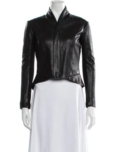 Pre-owned Veda Leather Biker Jacket In Black