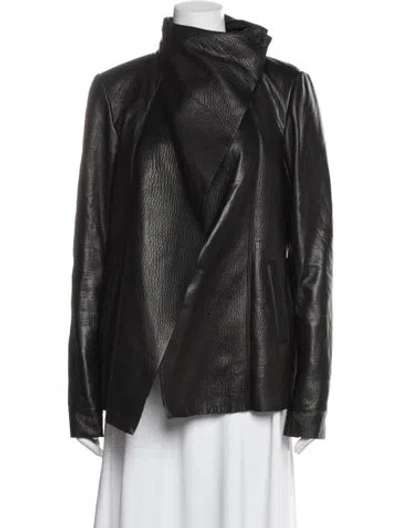 Pre-owned Veda Leather Biker Jacket In Black
