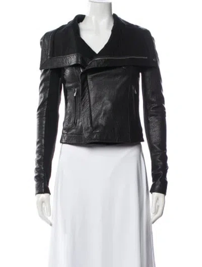 Pre-owned Veda Leather Biker Jacket In Black