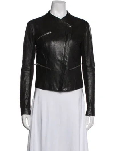 Pre-owned Veda Leather Biker Jacket In Black
